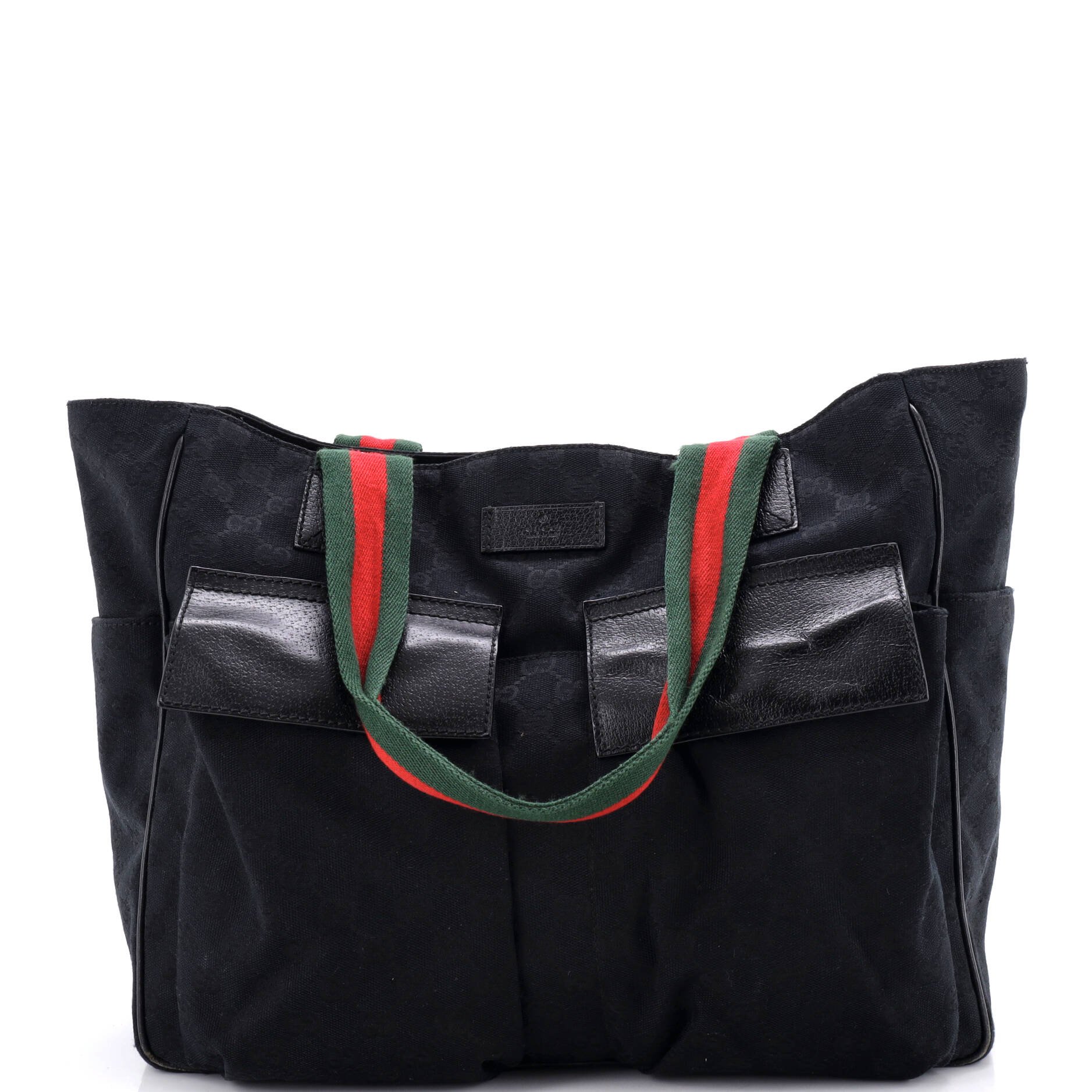 Double Pocket Web Handle Tote GG Canvas Medium