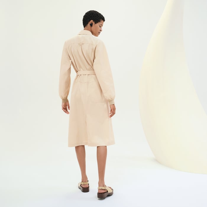 Beige Pyrite Asymmetric Mixed Leather Coat