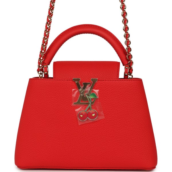 Louis Vuitton X Takashi Murakami Cherry Capucines BB Red Taurillon Leather Gold Hardware