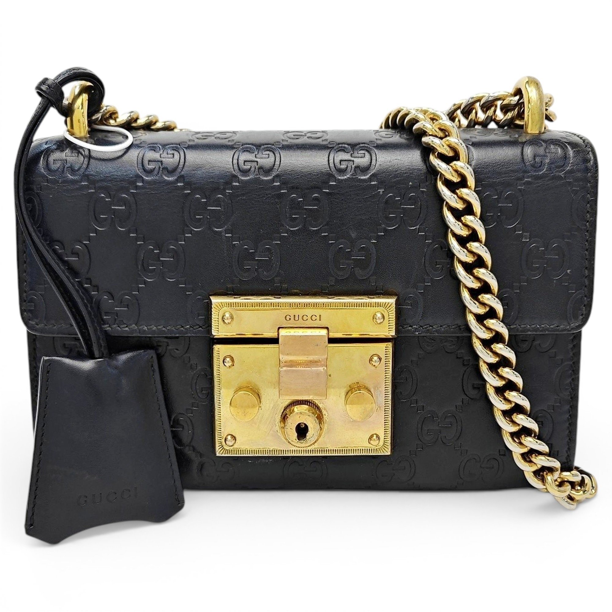 Padlock leather handbag