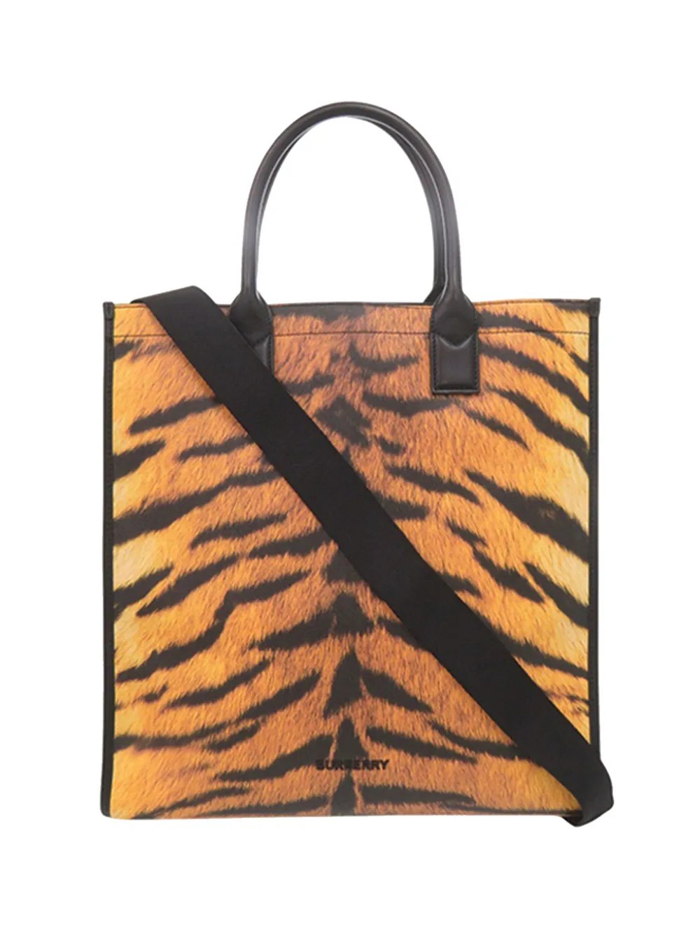 Burberry 2012-2026 Tiger Printed Coated Canvas Slim Denny Vertical Tote satchel