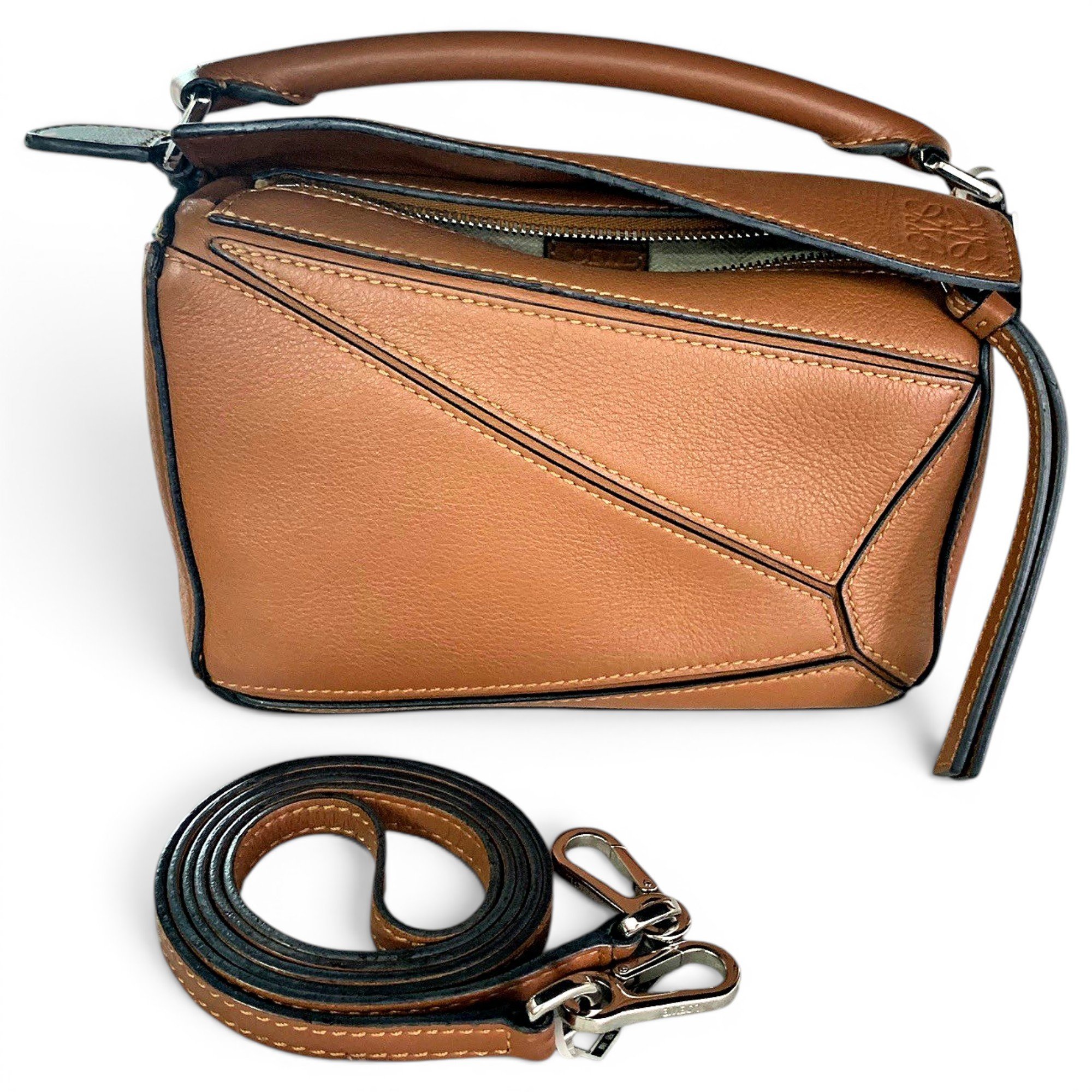 Puzzle leather crossbody bag