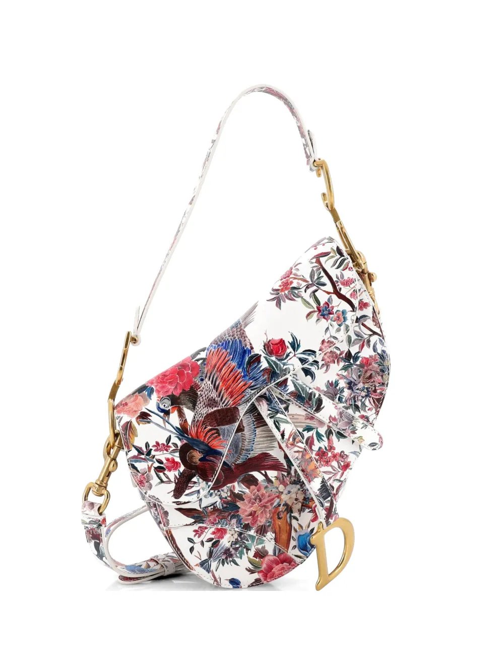 Saddle Handbag with Strap Printed Leather Medium shoulder bag