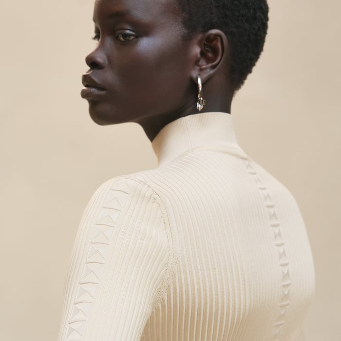 Blanc Naturel Cashmere Long-sleeve Sweater