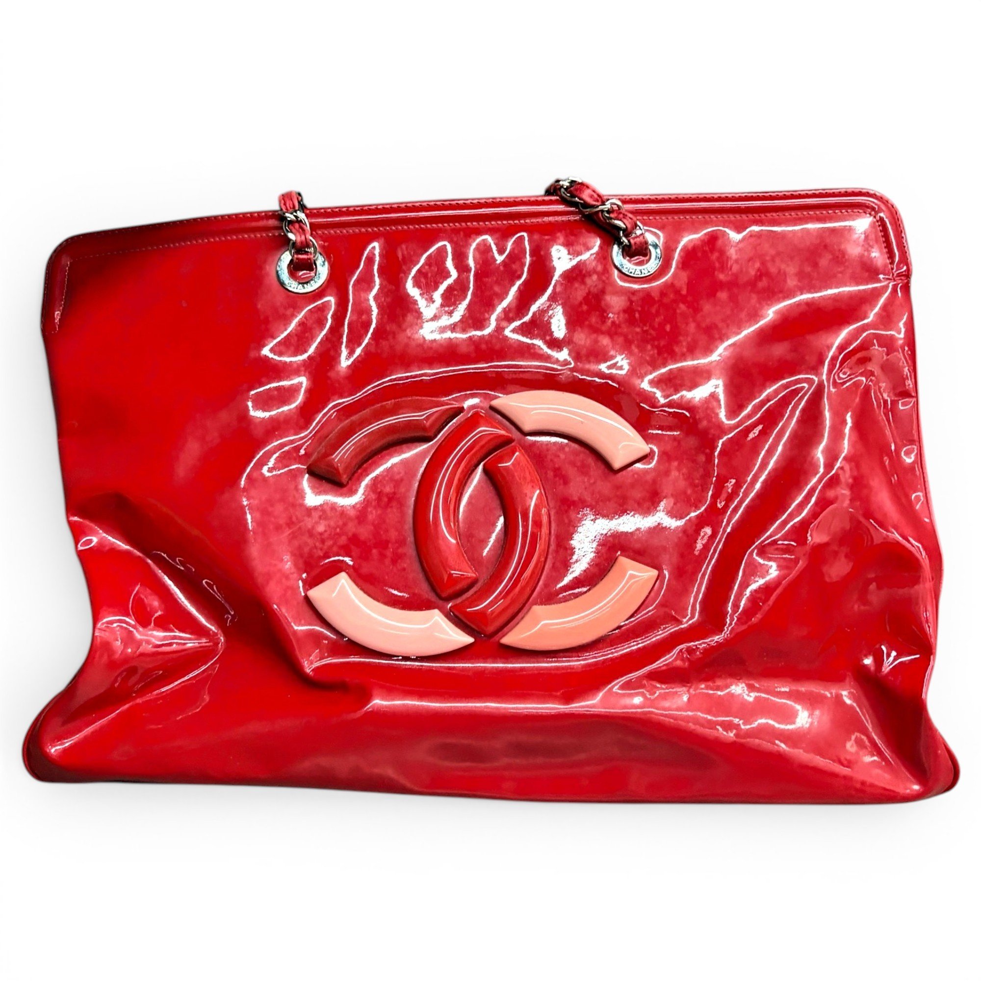 Grand shopping patent leather tote