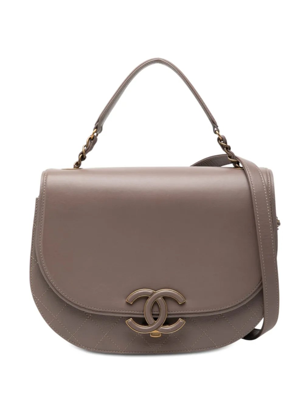 2017-2018 Medium Shiny Calfskin and Quilted Goatskin Coco Curve Flap satchel