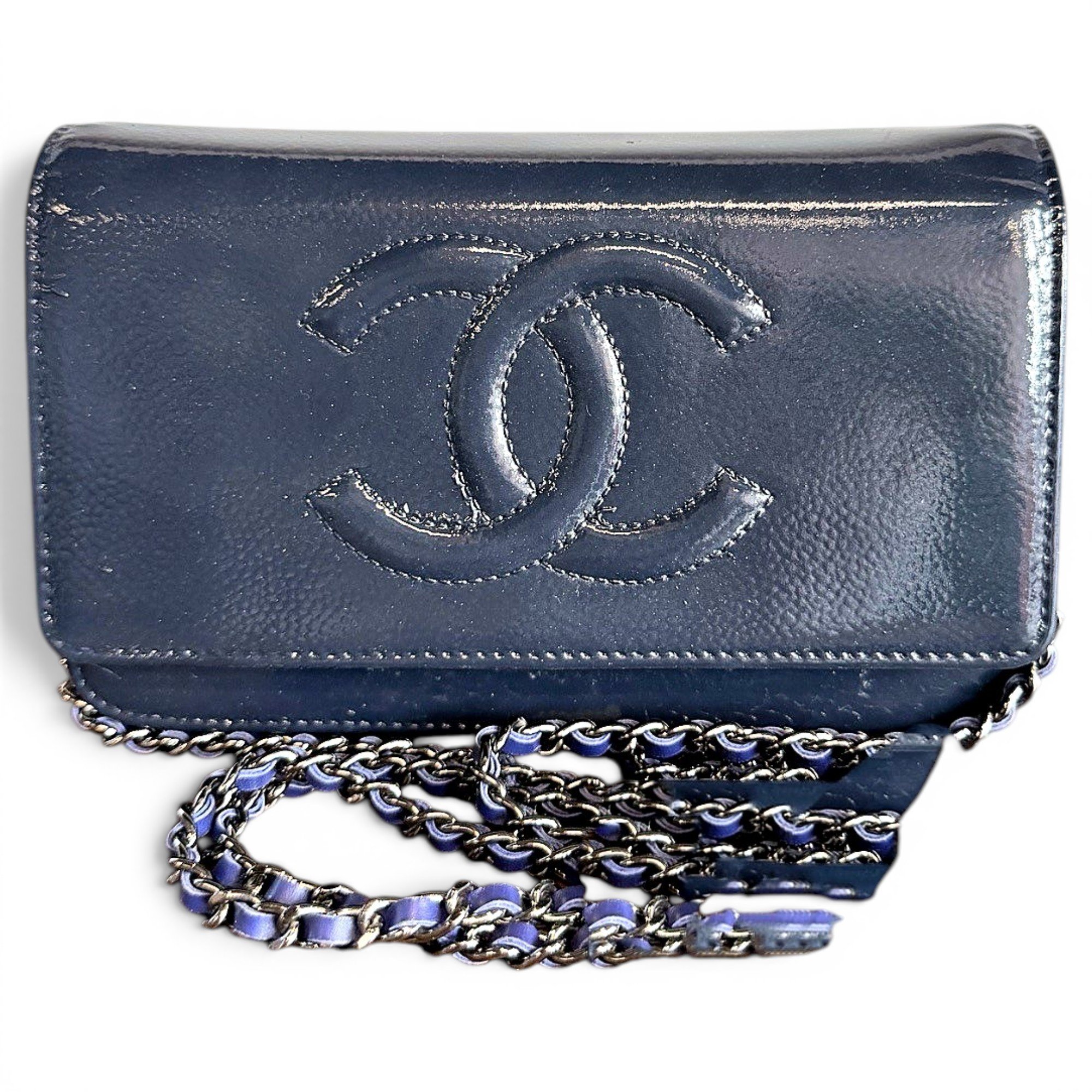 Wallet On Chain Double C patent leather crossbody bag