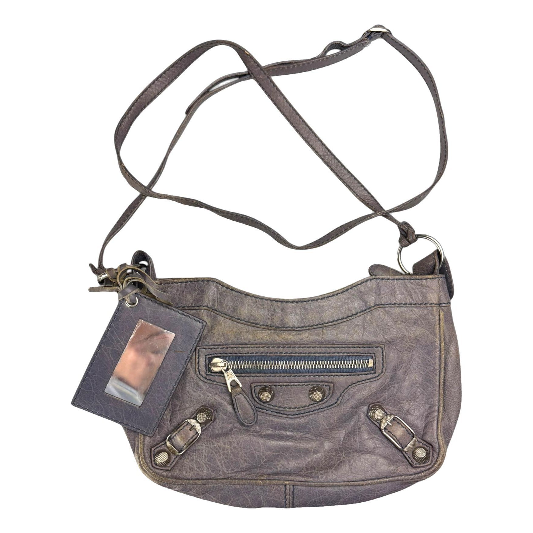 Hip leather handbag