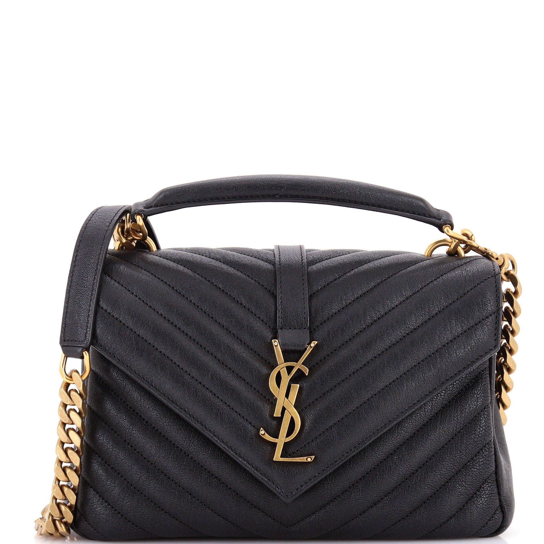 Classic Monogram College Bag Matelasse Chevron Leather Medium