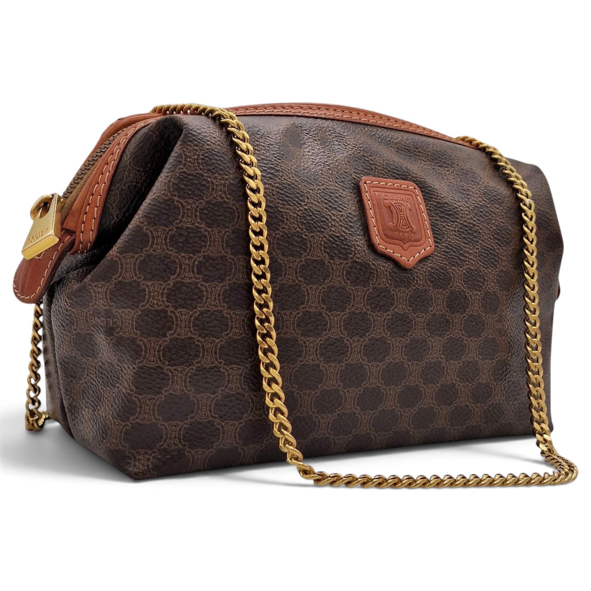 Triomphe chain cloth crossbody bag
