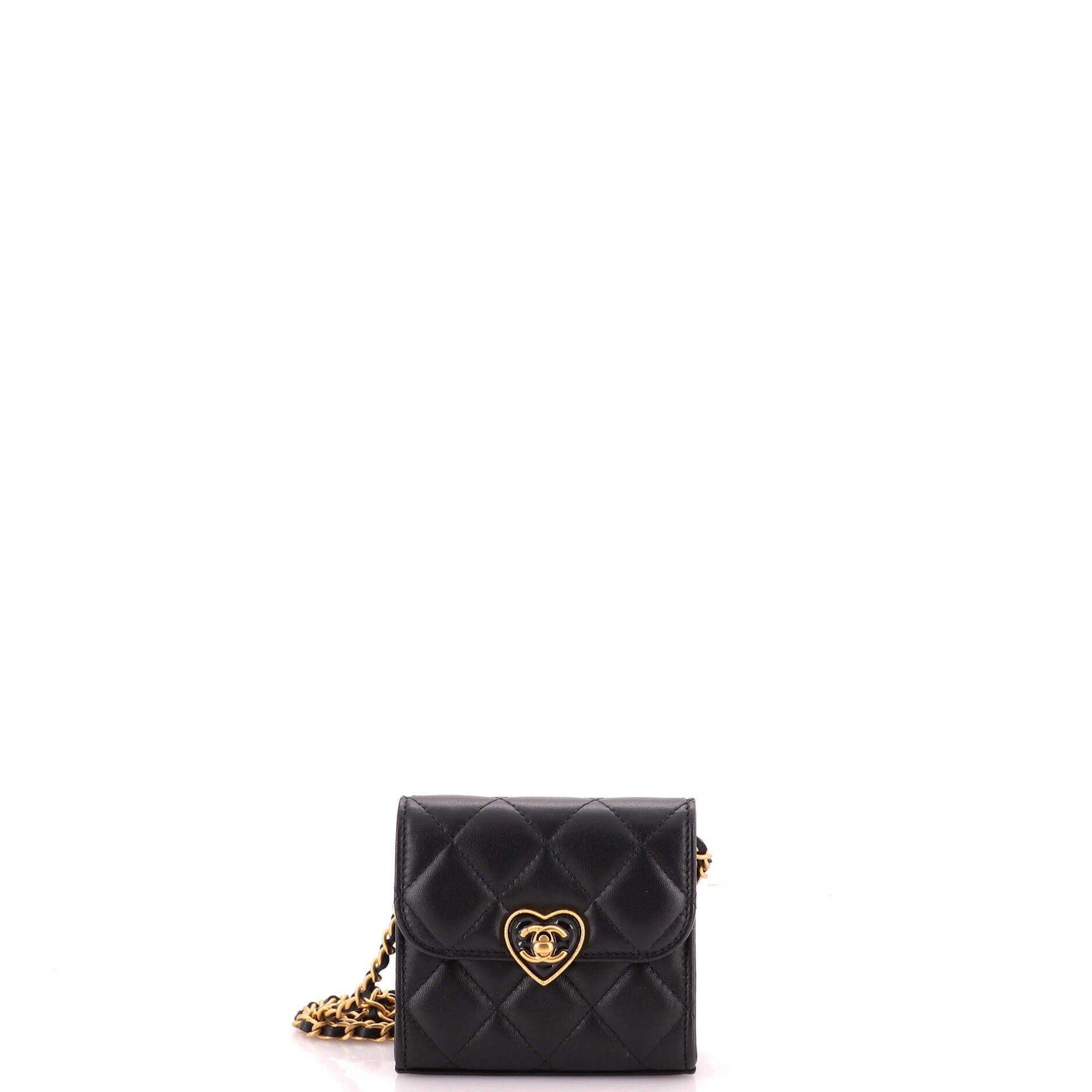 Coco Love CC Heart Clutch with Chain Quilted Lambskin Mini