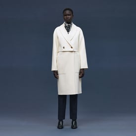 Long modular cashmere coat
