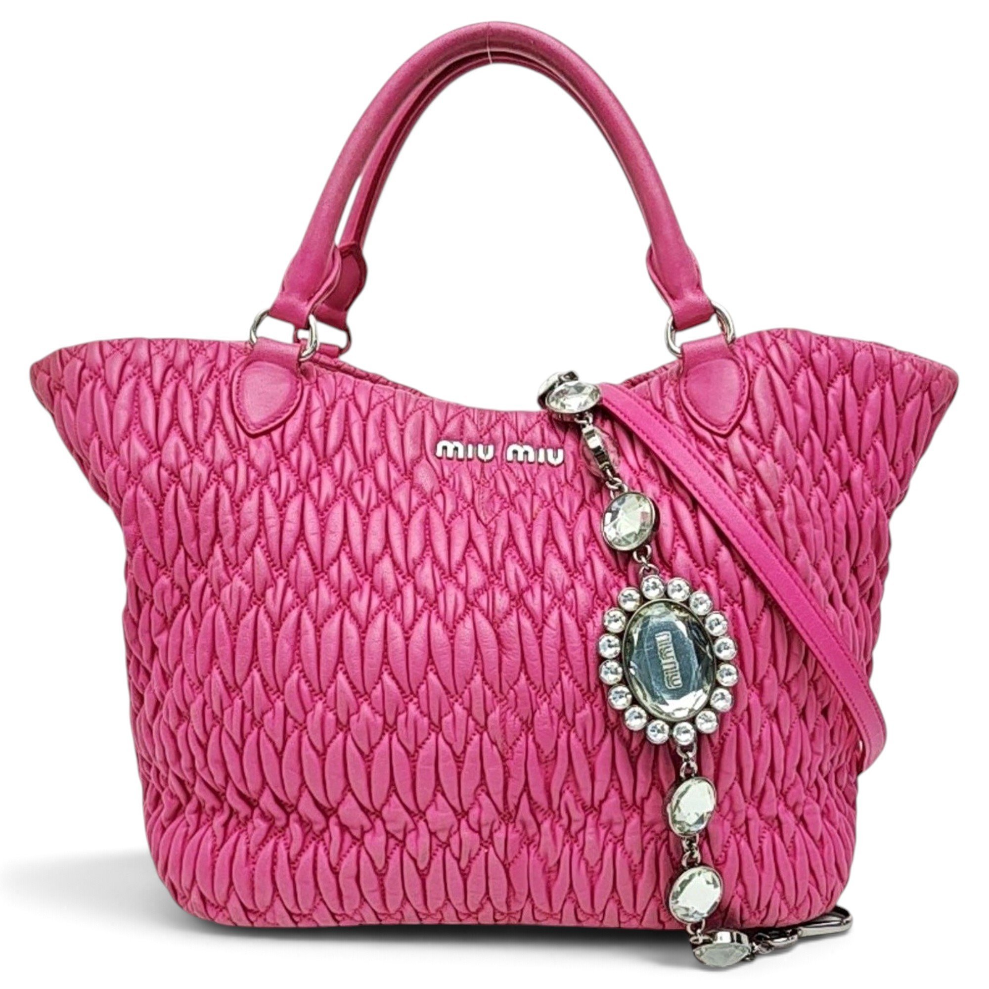 Miu Crystal leather handbag