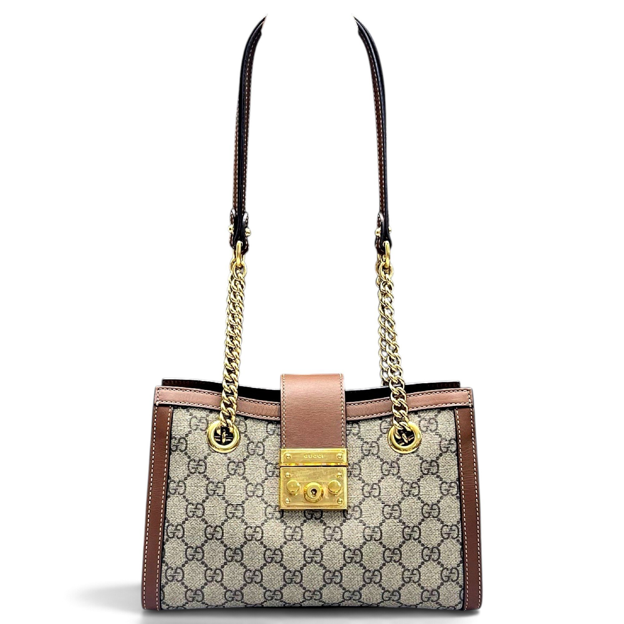 Padlock leather handbag