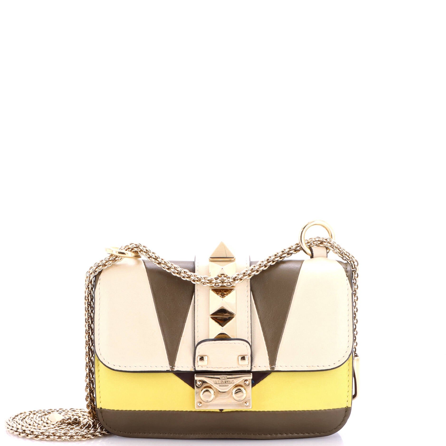 Glam Lock Shoulder Bag Leather Mini