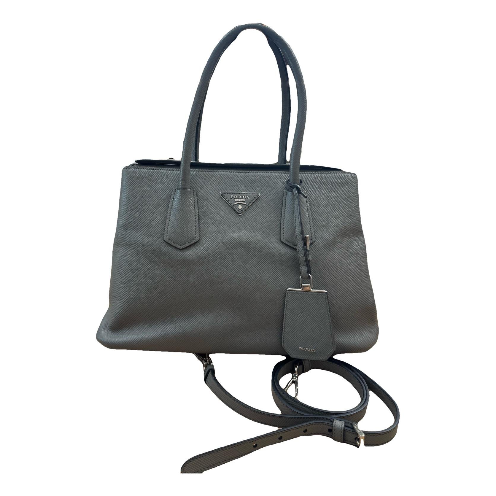 Double leather handbag