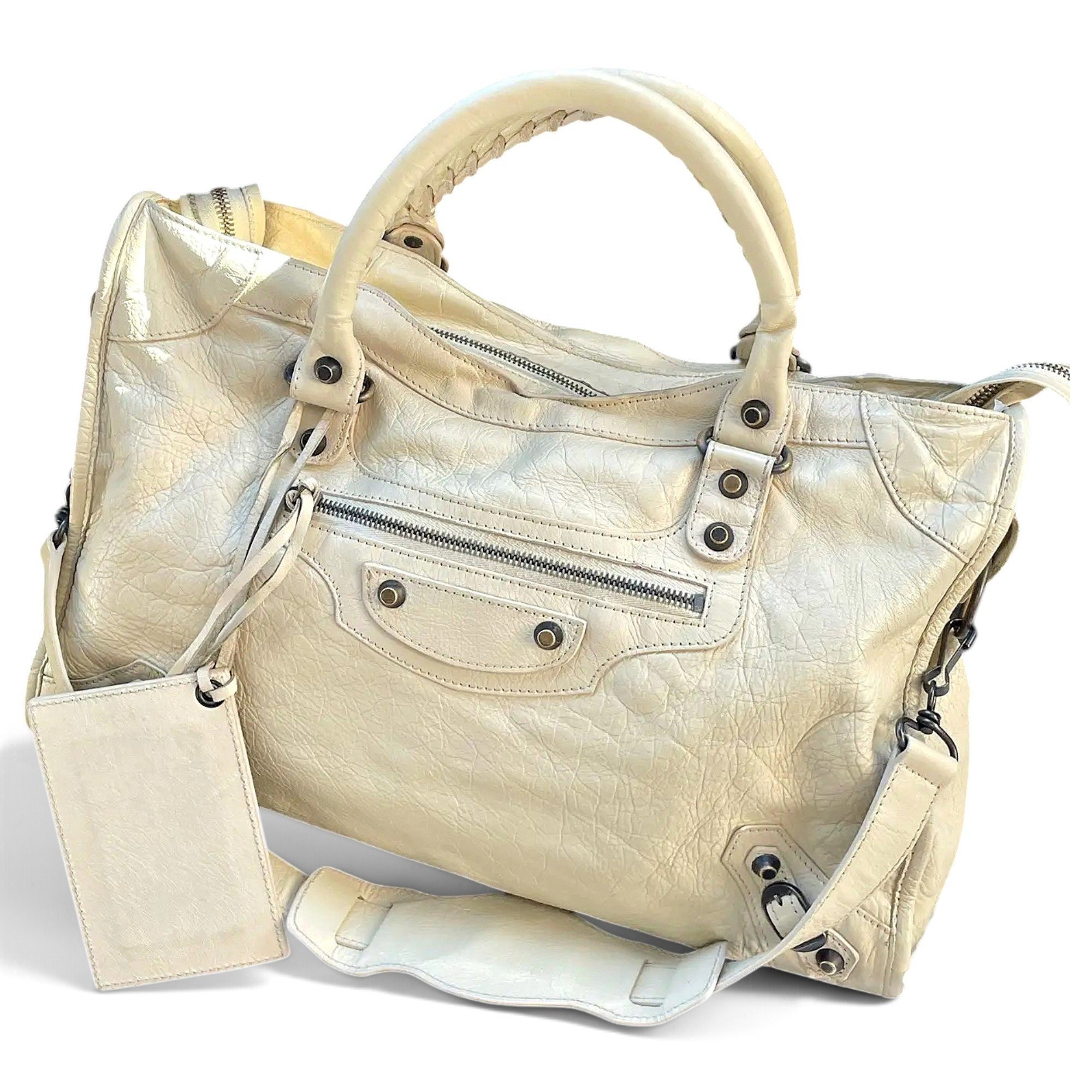 City leather handbag