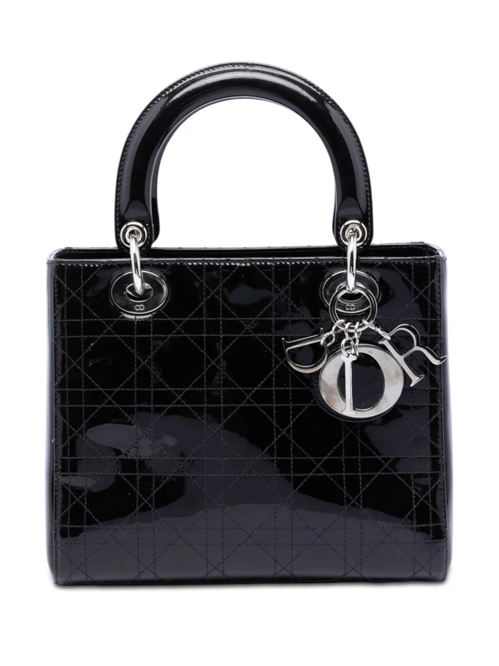 2008 Medium Patent Cannage Stitched Lady Dior satchel