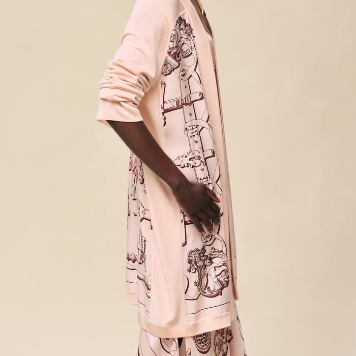 Rose Opaline "Ferronnerie Remix" Long-sleeve Twillaine Cardigan