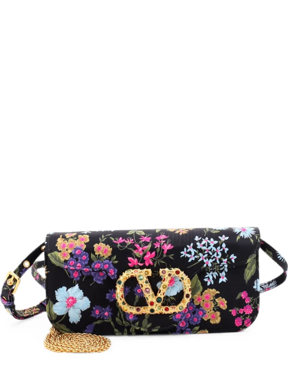 VLogo Loco Flap Shoulder Bag Fabric with Crystals clutch bag