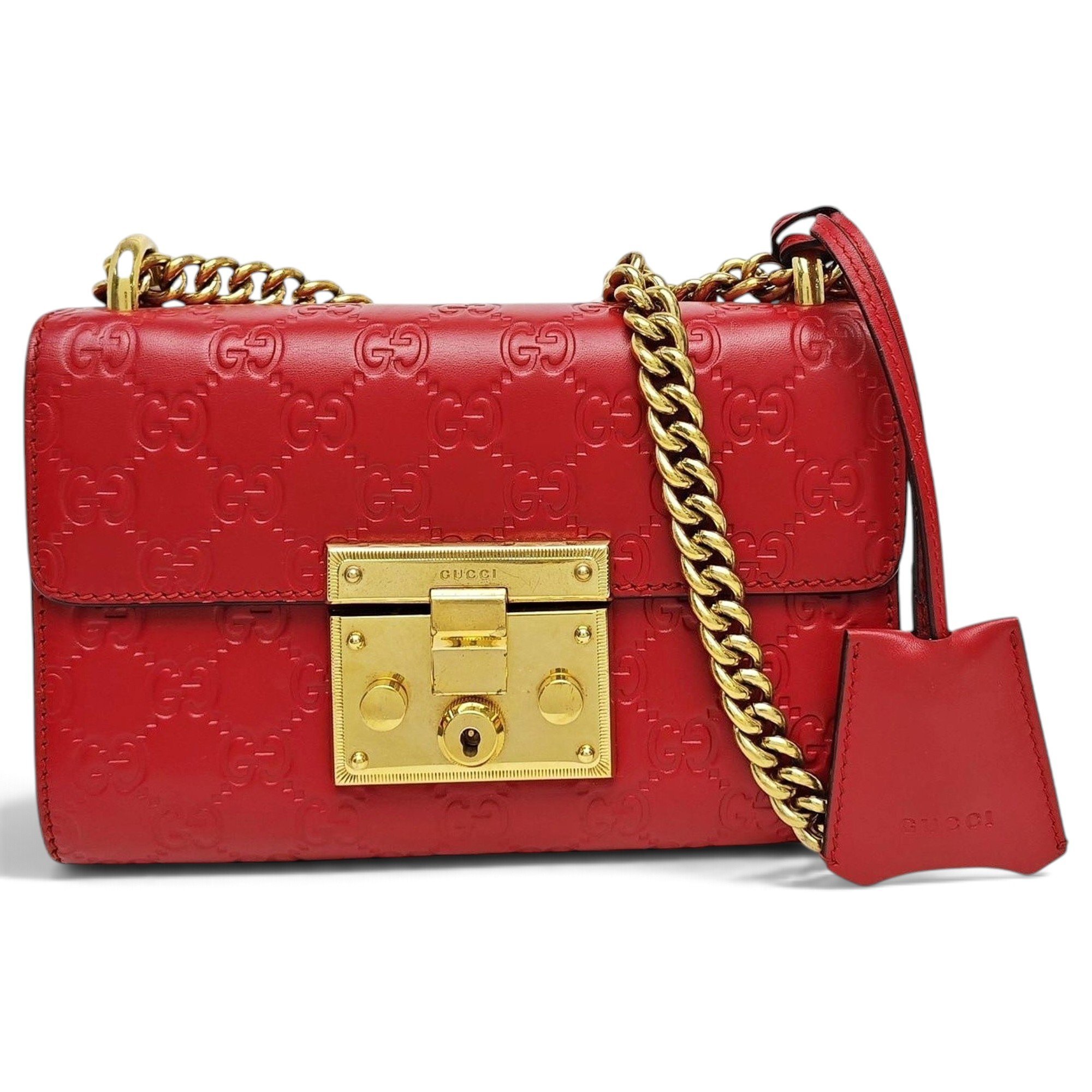 Padlock leather handbag