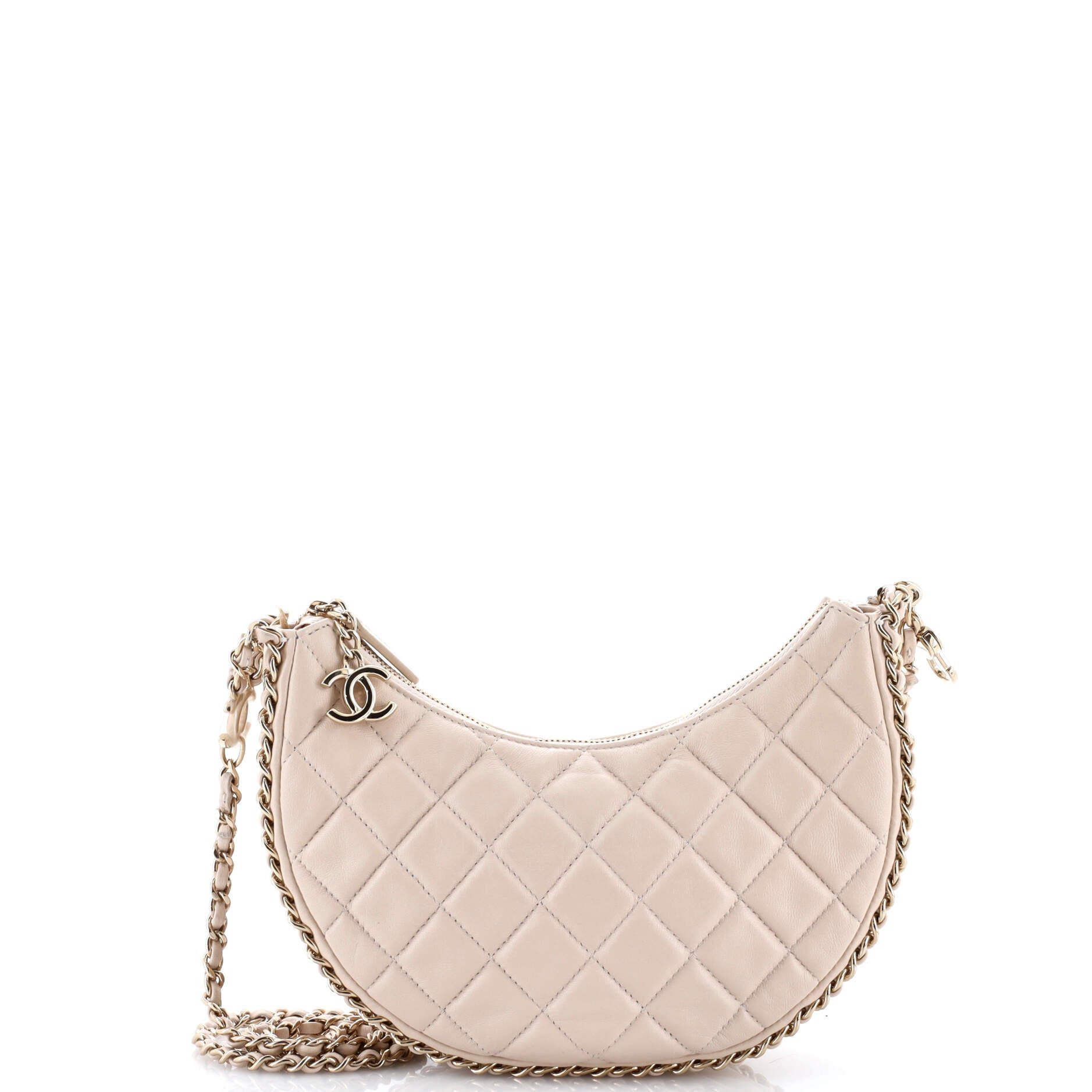 Chain Around Hook Hobo Quilted Lambskin Small
