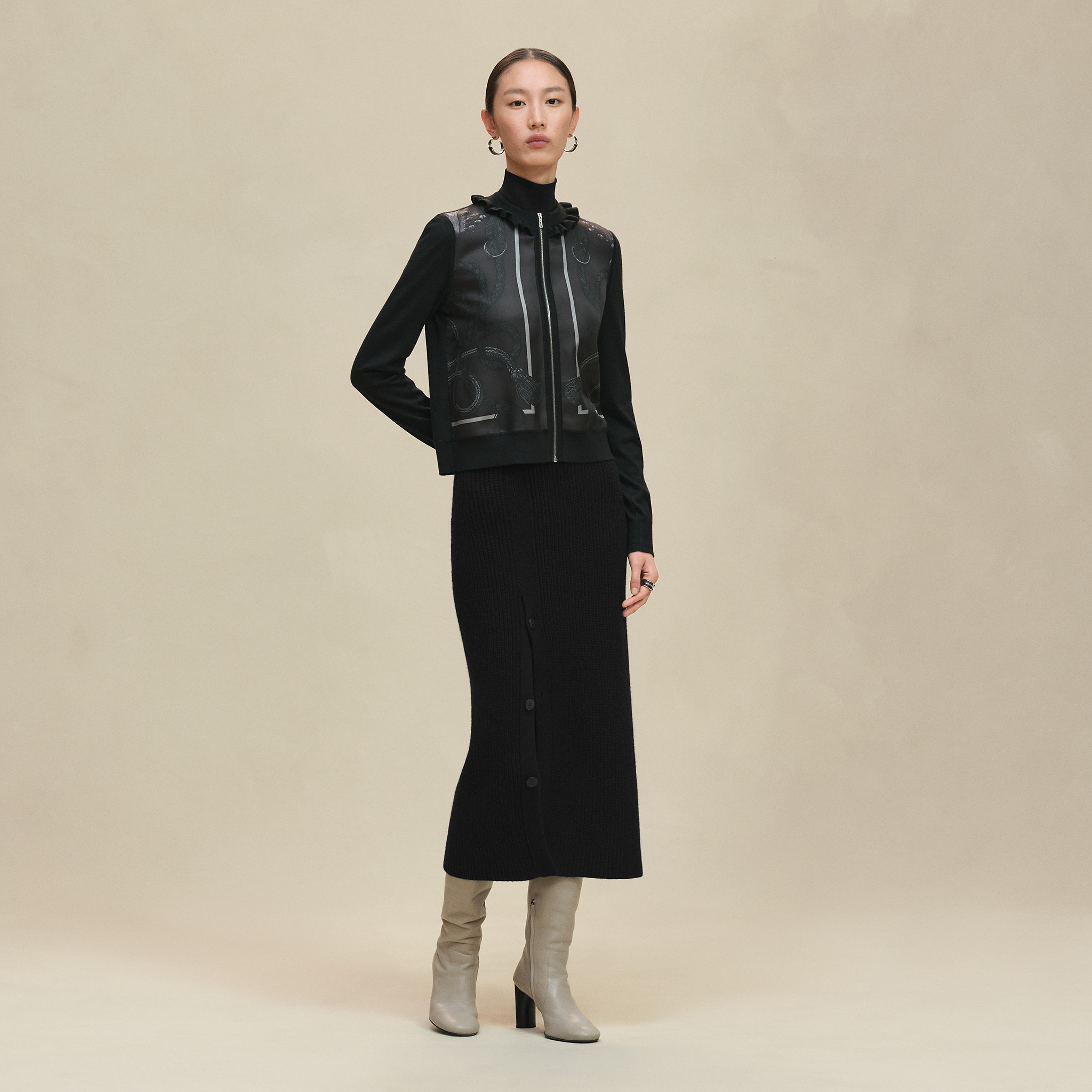 "Palefroi Remix" long-sleeve twillaine cardigan