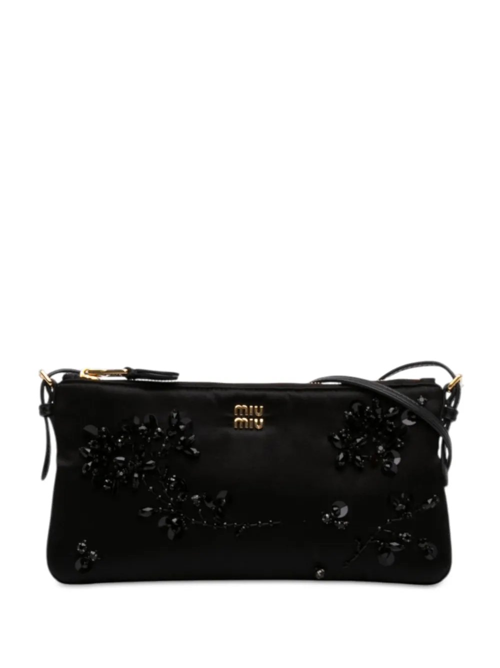 Miu Miu 2010-2026 Crystal Embellished Satin shoulder bag