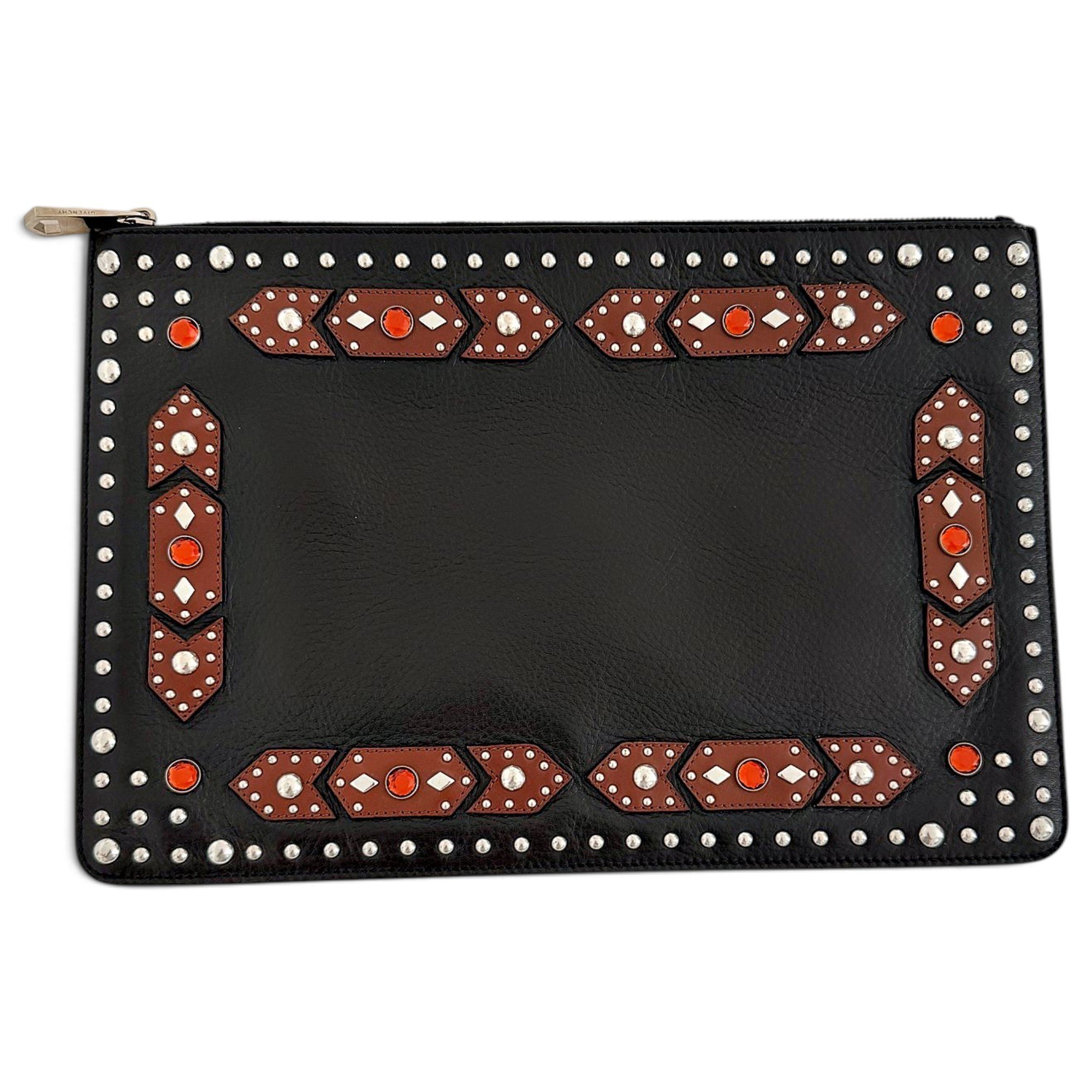 Leather clutch bag