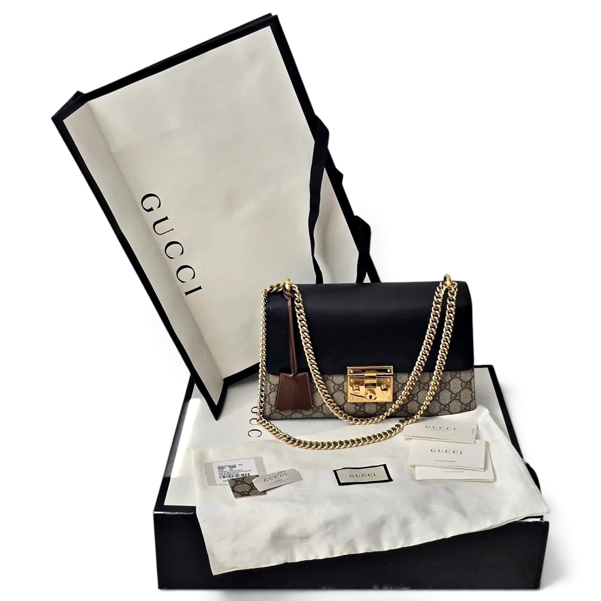 Padlock leather handbag