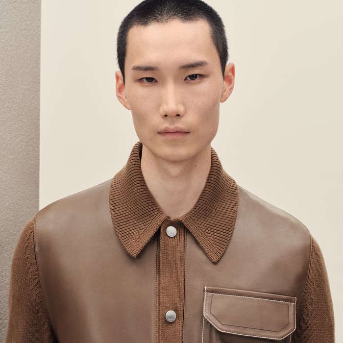 Caramel "Devant Cuir" Buttoned Jacket