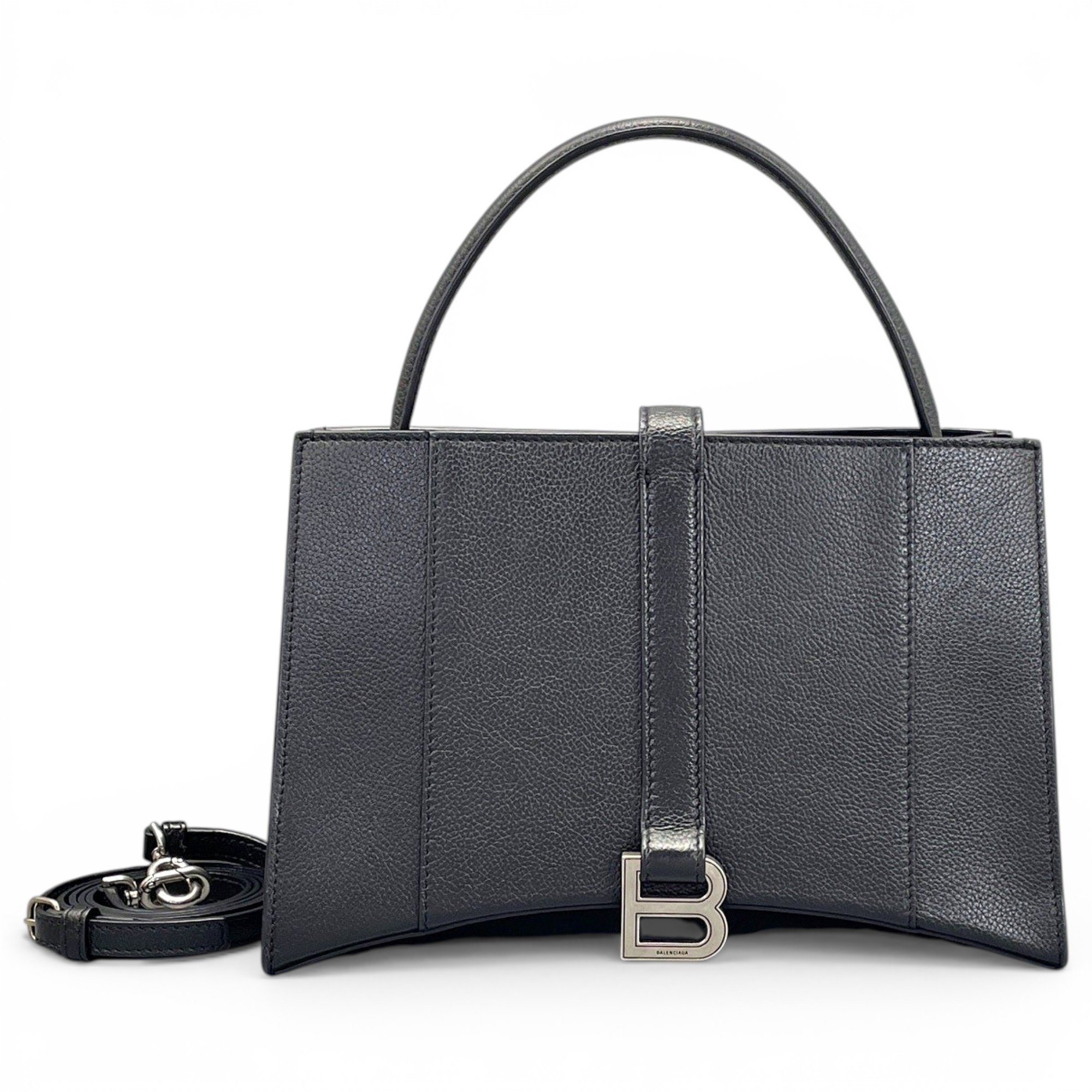 Hourglass leather handbag
