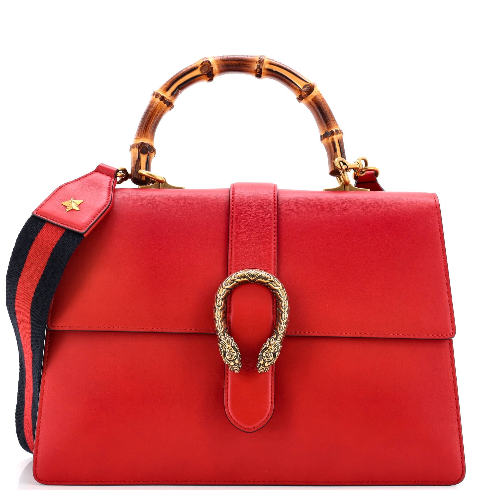 Dionysus Bamboo Top Handle Bag Leather Large
