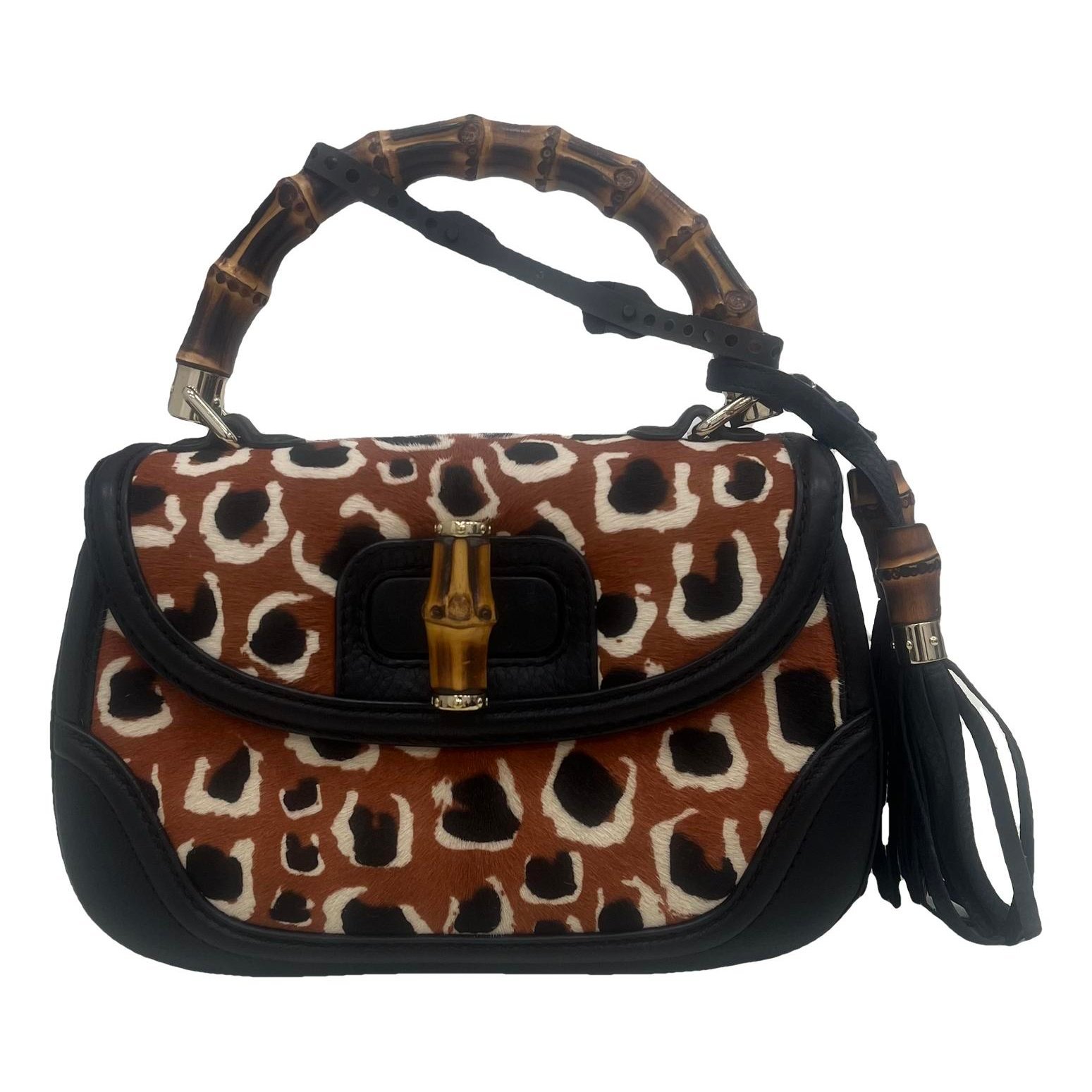 Convertible Bamboo Top Handle leather handbag