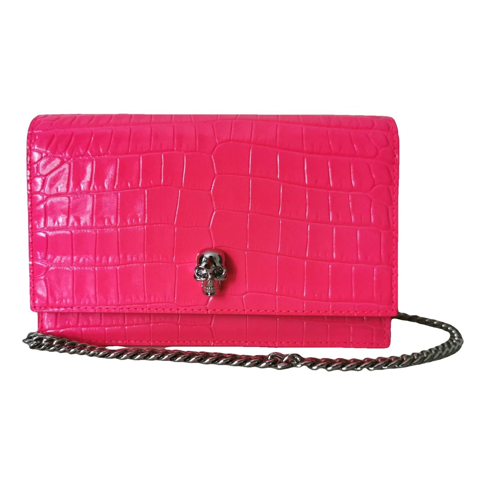 Skull leather clutch bag
