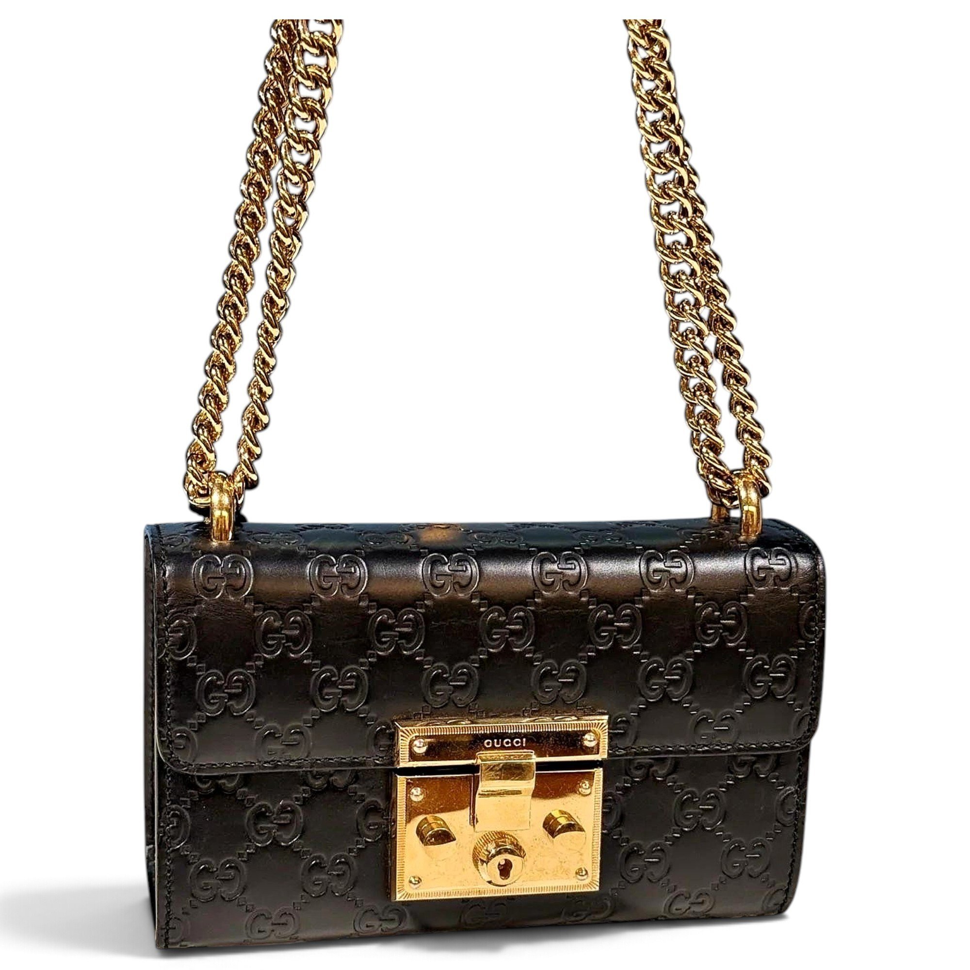 Padlock leather handbag