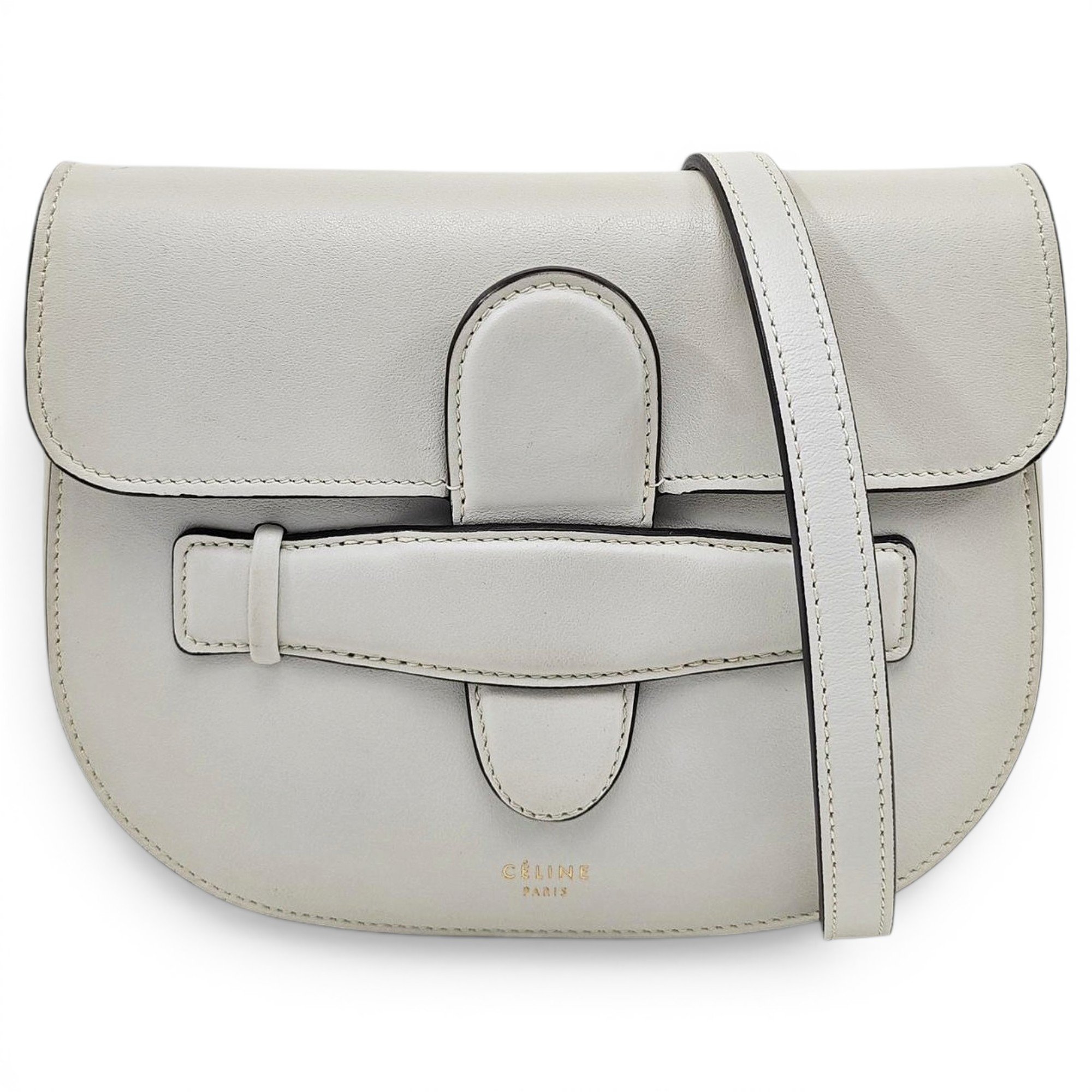 Symmetrical leather handbag