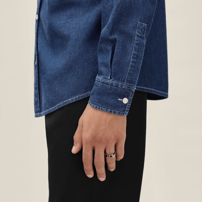 Indigo Lavé Straight Cut Shirt With Louis Collar
