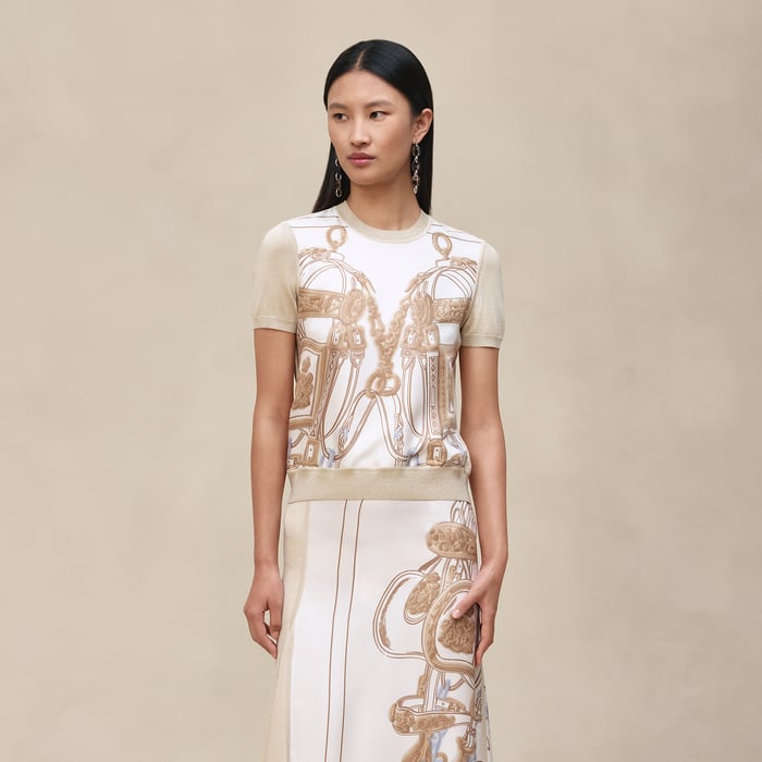 Blanc Nacre "Brides De Gala Gold" Short-sleeve Sweater