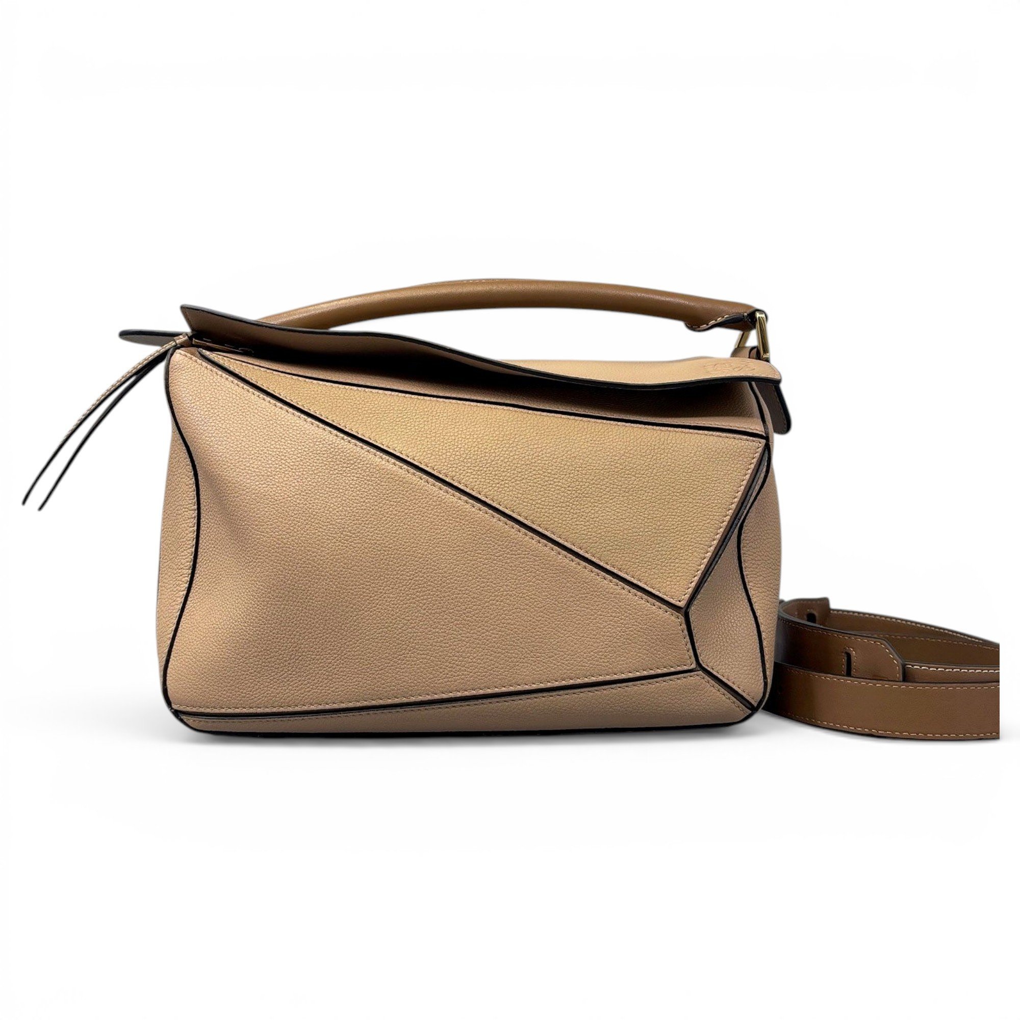 Puzzle leather handbag
