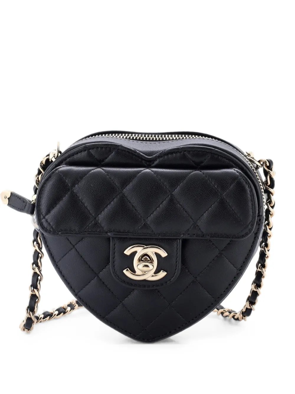 CC in Love Heart Clutch with Chain Quilted Lambskin crossbody bag