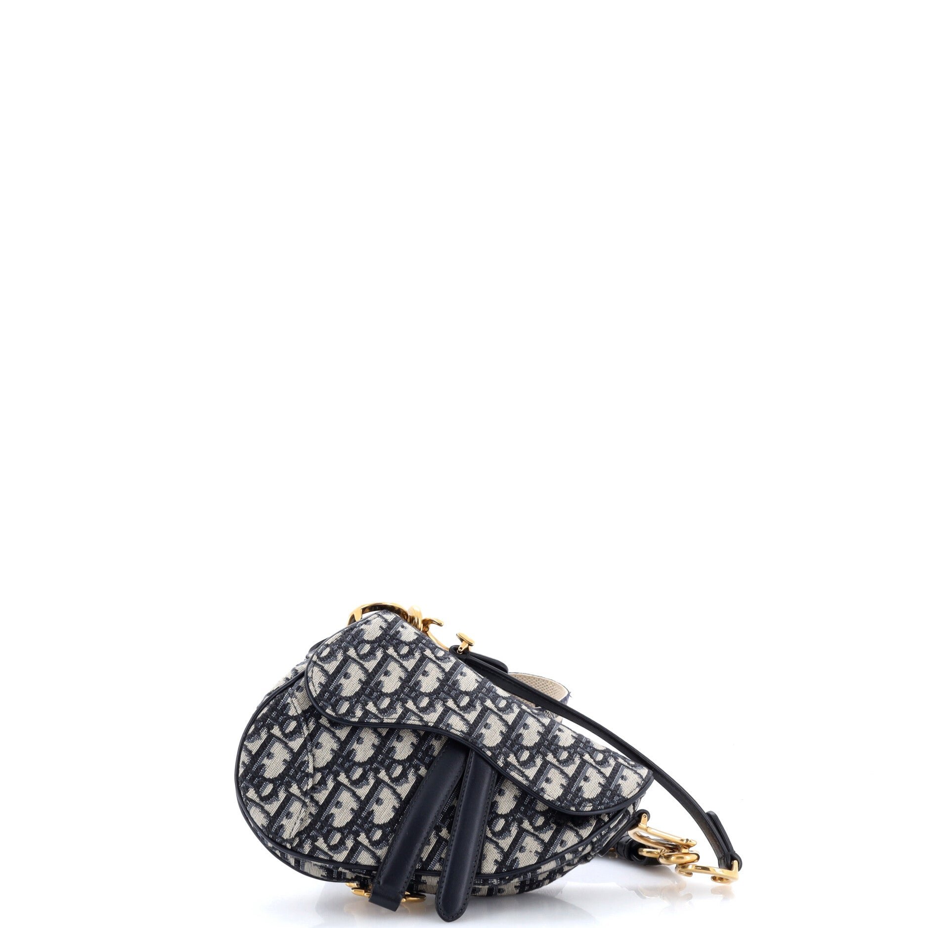 Saddle Handbag with Strap Oblique Canvas Mini
