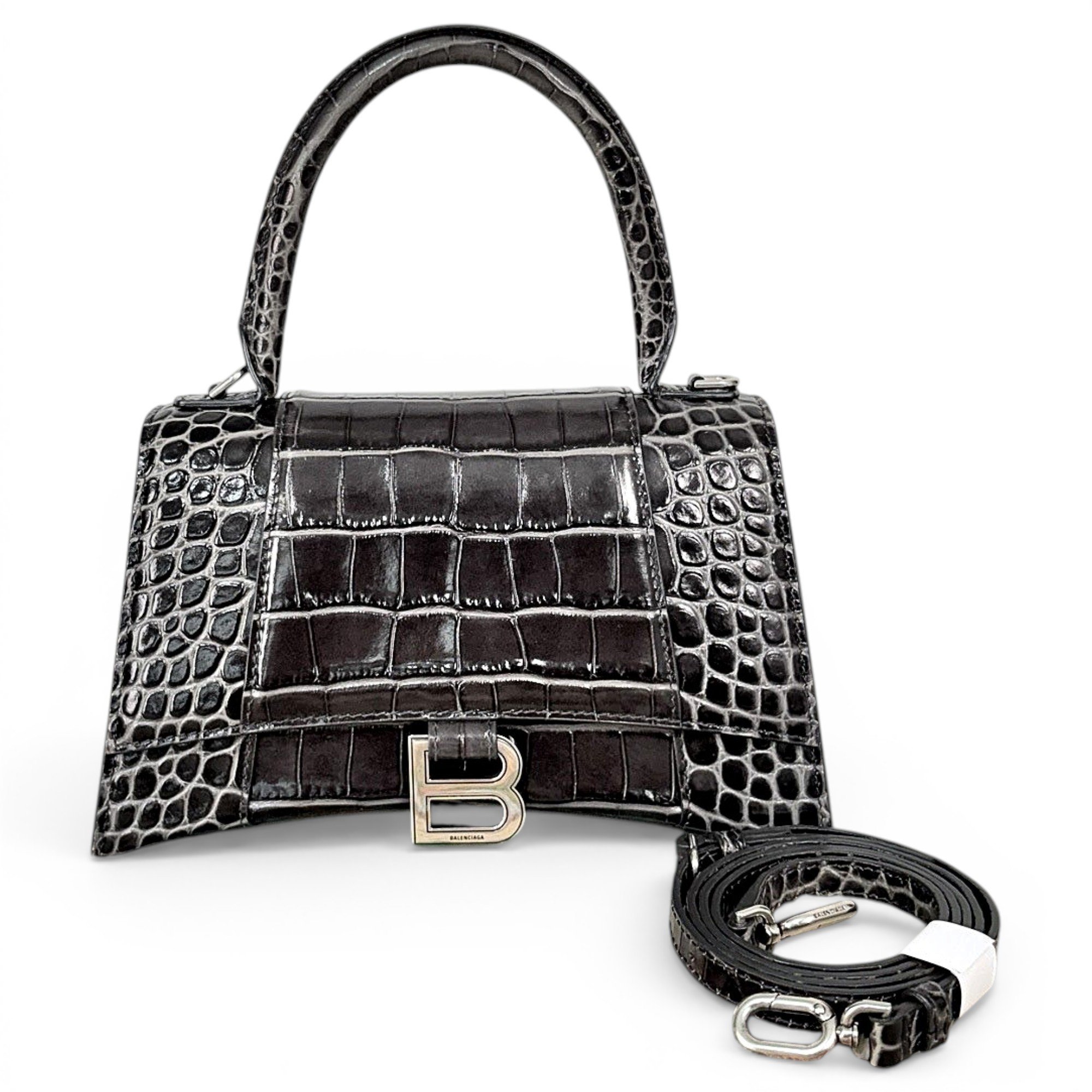 Hourglass leather handbag