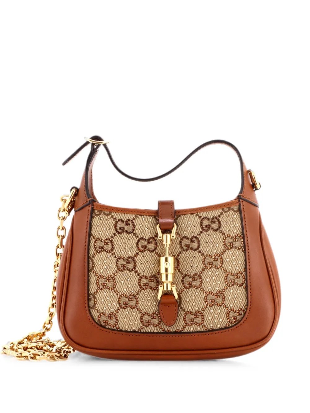 Jackie 1961 Chain Crystal Embellished GG Canvas Mini hobo bag