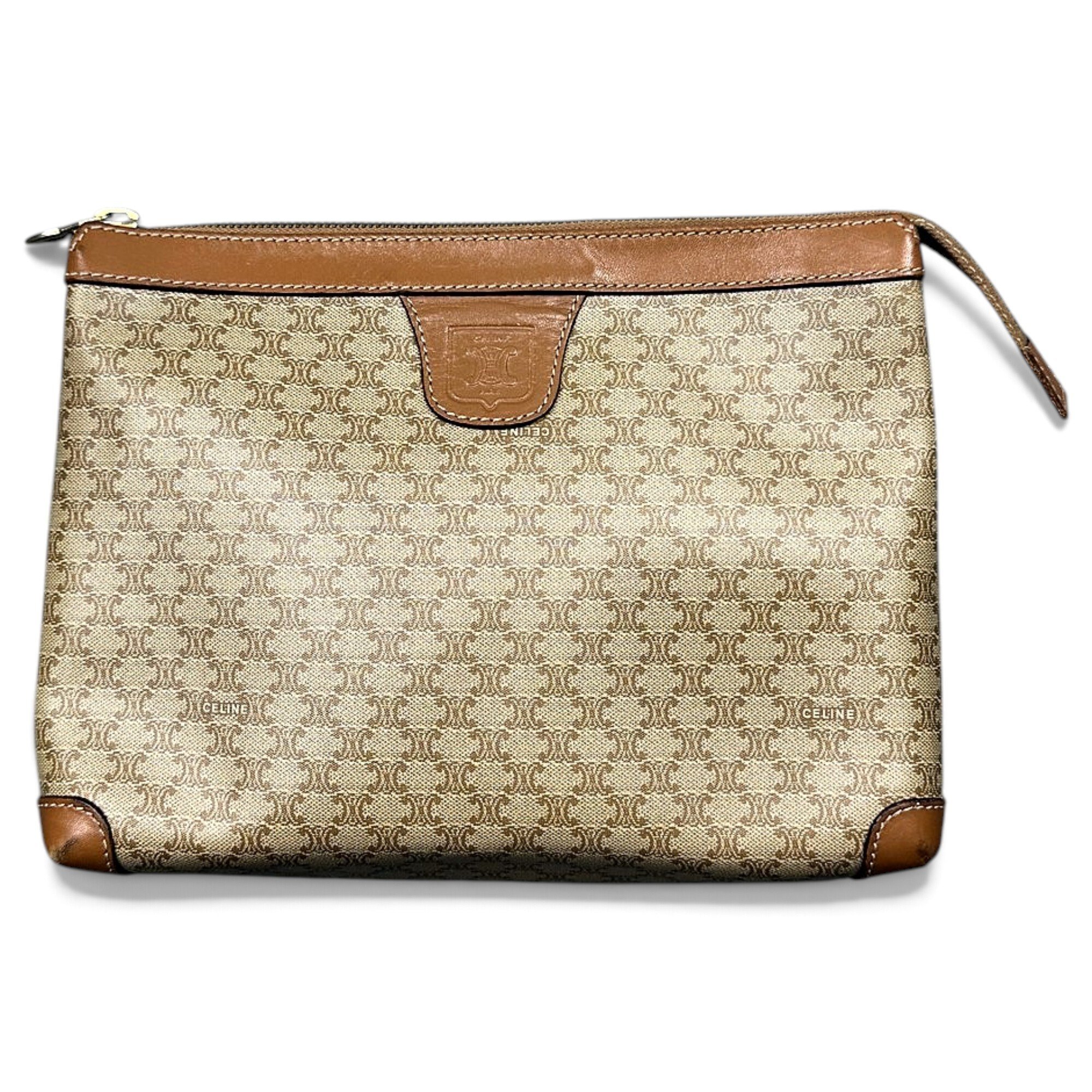 Triomphe Vintage leather clutch bag