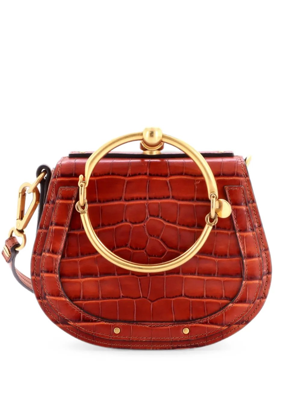 Nile Crocodile Embossed Leather Small crossbody bag