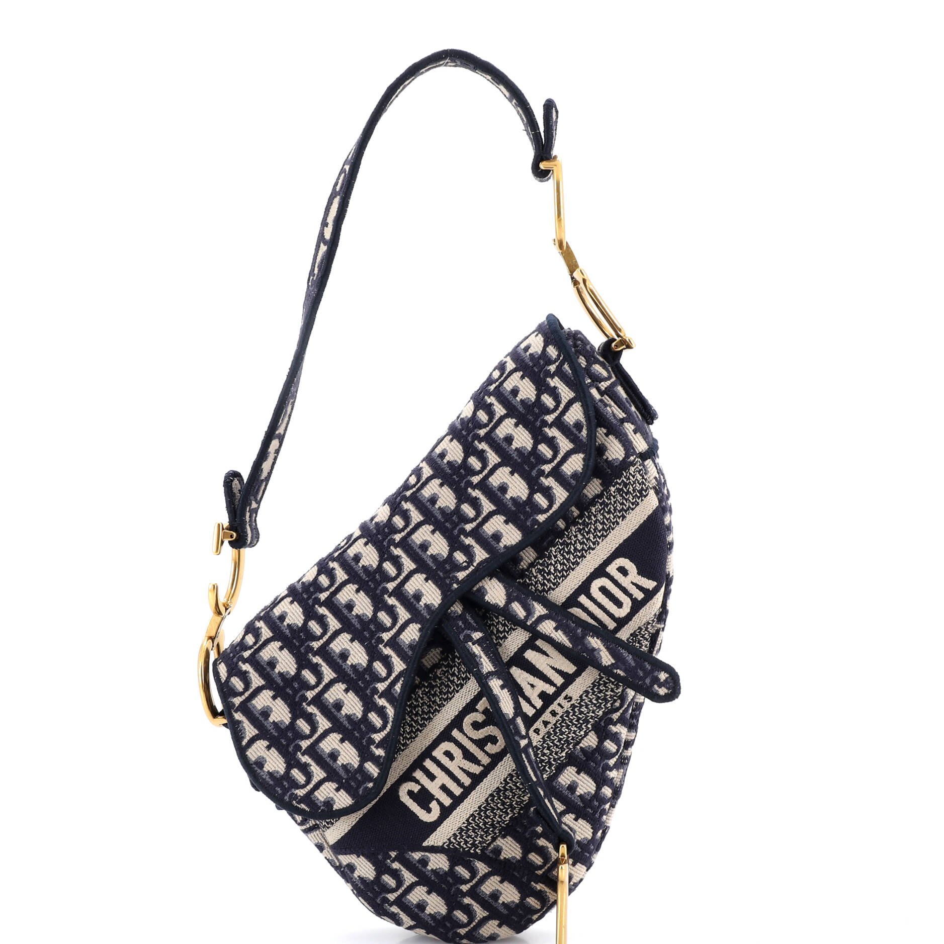 Dior Saddle Handbag Logo Embroidered Oblique Canvas Medium