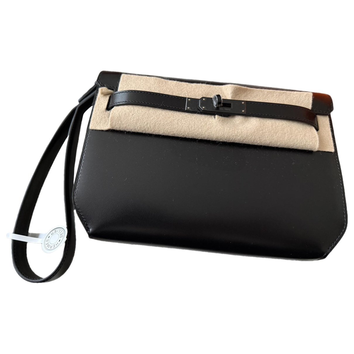 Hermes Kelly Handbag Black Box Calf Leather