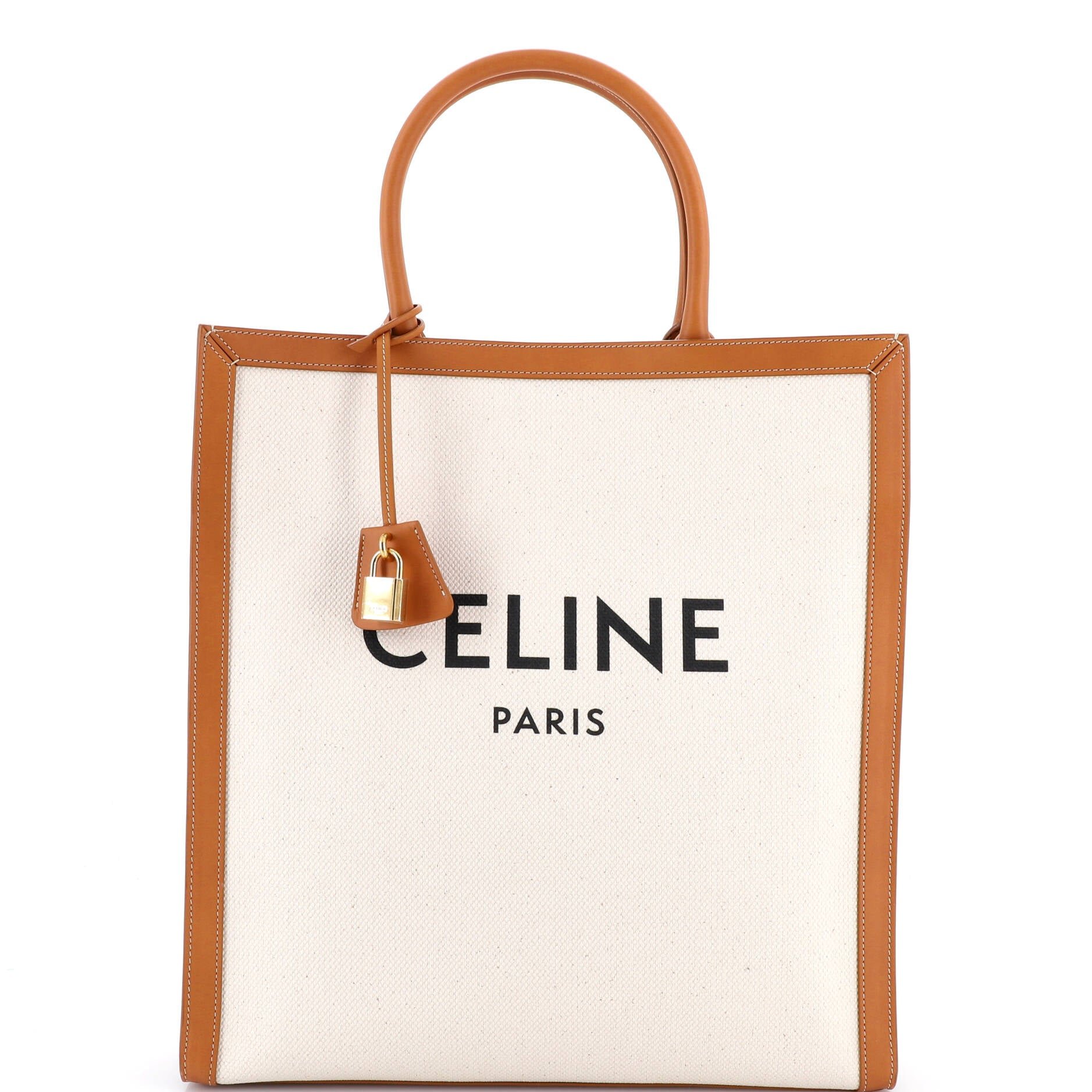 Celine Vertical Cabas Tote Canvas with Leather Large