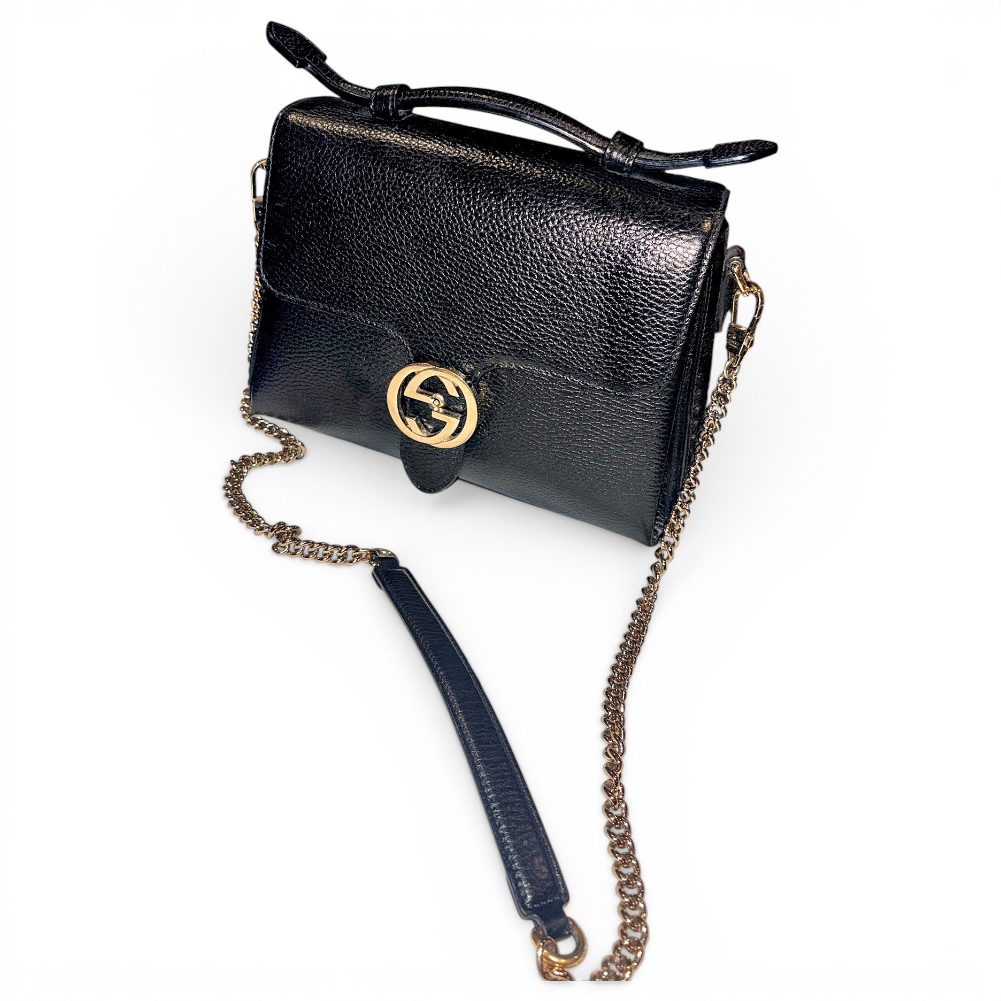 Interlocking leather handbag